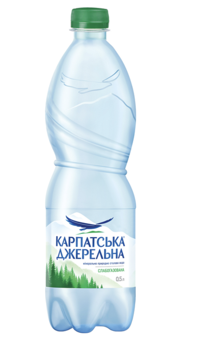 Вода мінеральна слабогаз Карпатська джерельна 0.5л ПЕТ